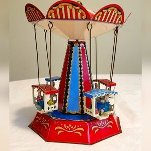 Antique Tin Toy gondola- Vintage carousel